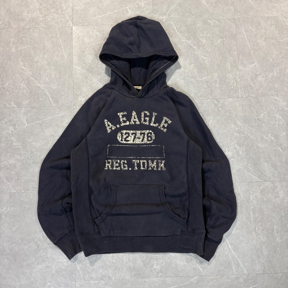 American Eagle Outfitters Mens Navy Blue Vintage Slub Graphic Hoodie XS